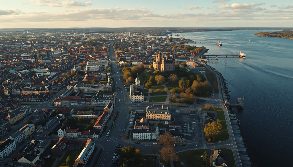 Flygbild över Halmstad Sverige